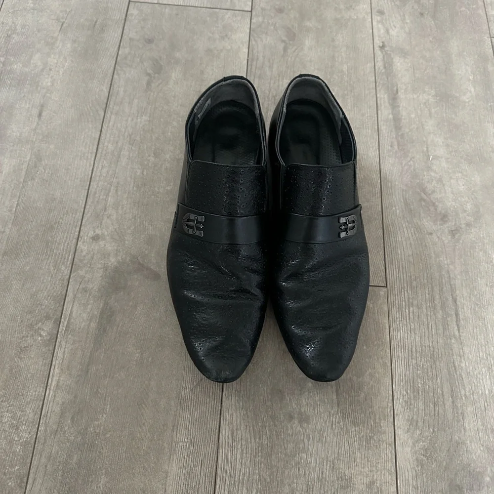 Mochi Men’s Black Leather Dress Slip On Shoes Moccasins size 42 (9)
